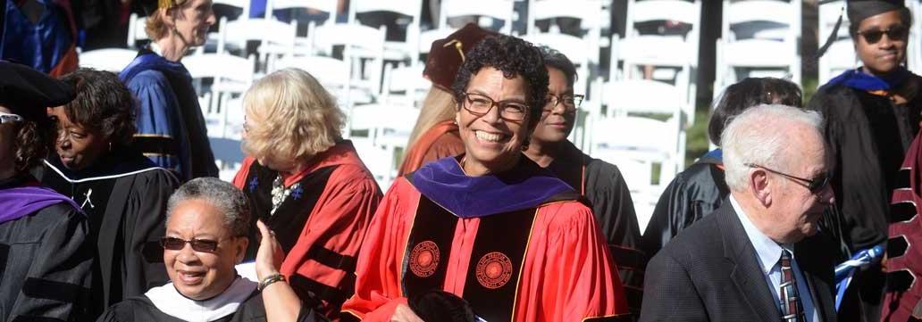 woman smiling at graduation